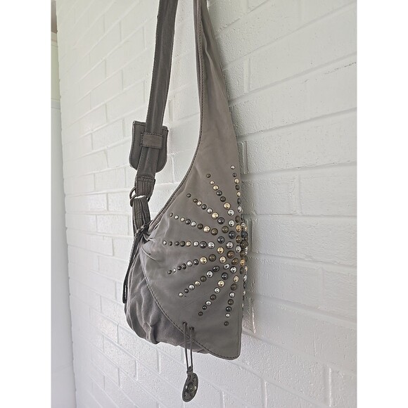 DIESEL Vintage Archive Studs Leather Cotton Shoulder Crossbody Bag 
